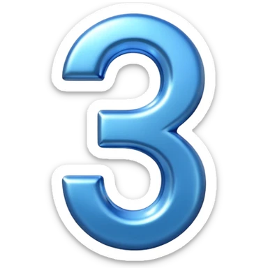 number 30 (thirty) in 3D and blue color sticker