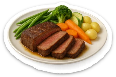 Manzo con verdure su un piatto sticker