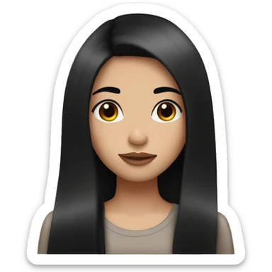 A Girl with long black straight hair, brown eyes, big lips ,long lashes,  sticker