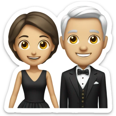 smiling couple in formal attire sticker