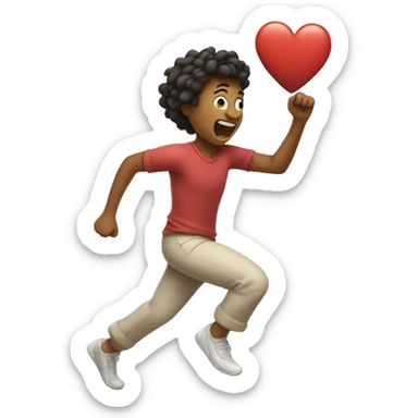 Design an emoji of a person running with a big heart beating strong. Capture the joy of cardio exercise sticker
