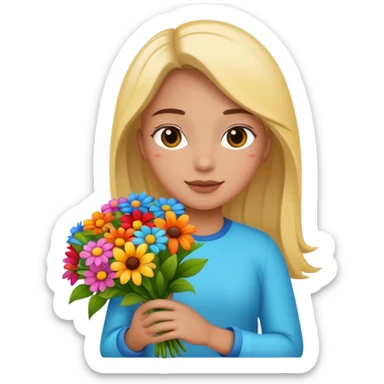 flower-holding person bouqet sticker