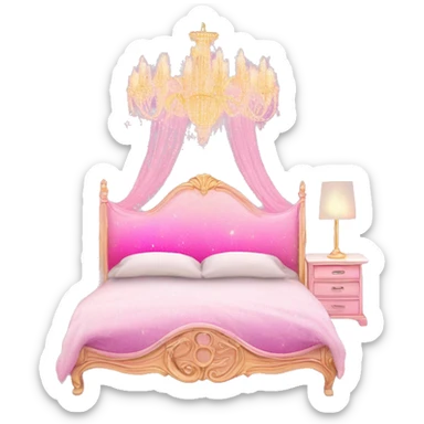 Pink ombre bed with glitter and chandelier  sticker