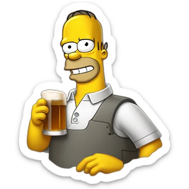 Homer Simpson qui bois une bière sticker