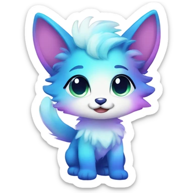 Adorable innocent cute gradient-Sparkle-nebula-fursona furry, full body sticker