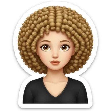 white girl with curly afro sticker