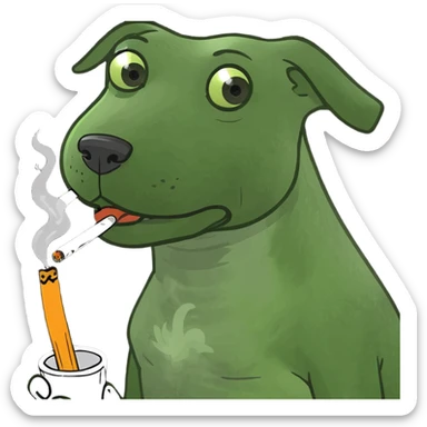 Dog smoking sticker