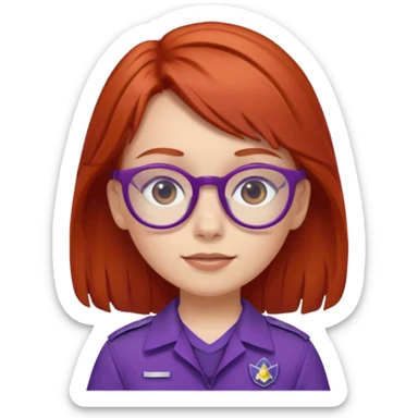 red haired scout kid with purple uniform and glassess girl sticker