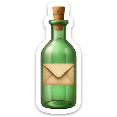 Message letter in green Bottle sticker