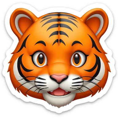 trolling tiger face with mischievous grin for Twitch emote sticker