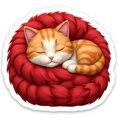 Curled Sleeping Cat red sticker