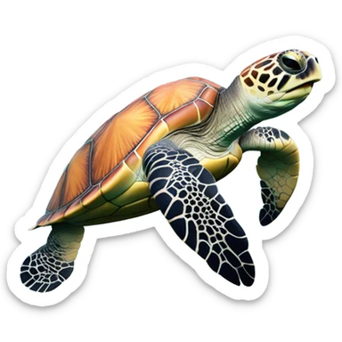 Sea turtle with coral sticker