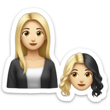 Une fille asiatique aux cheveux cour et noir et une fille blonde sticker