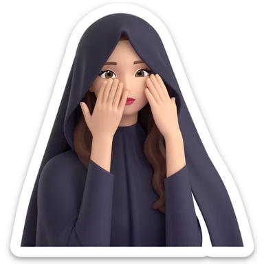 beautiful girl with long hair getting married veil covering face sticker