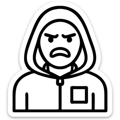 Third Squid Game Season 2 character, individual portrait, black and white, no color, simple facial features, dramatic expression sticker
