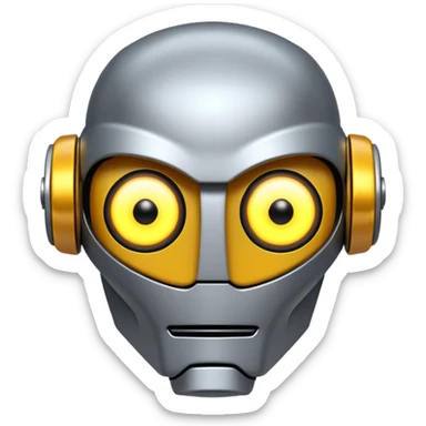 Prompt 13: "…how AI will change the job market."
Graphic: 🤖 Robot head icon (white) glowing yellow eyes.
Animation: Robot pulses with glow.
Background: Transparent.
 sticker