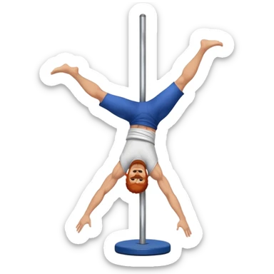 male redhead with beard performing a jiu jitsu move on a pole dance pole sticker