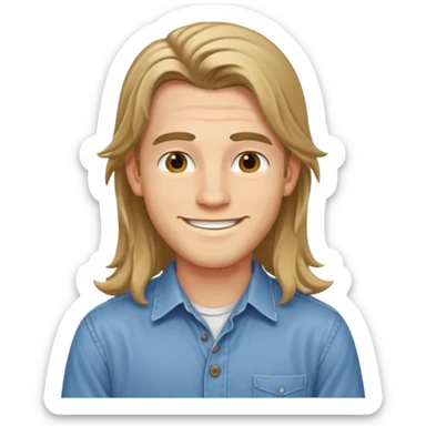 homme jeune cheveux long avec le sourire style européen sticker