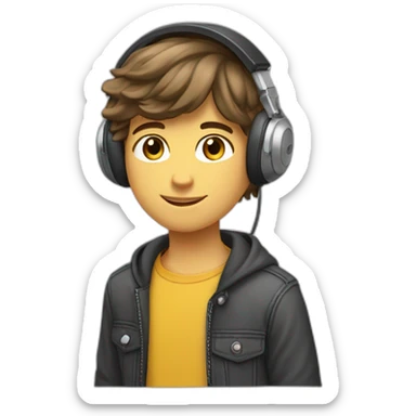 Garçon,14ans , cheveux brun,  couleur de peau blanche, casque audio sticker