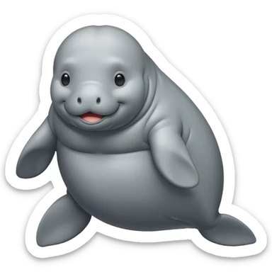 Manatee cute and fat emoji whole body sticker