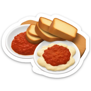 Bread slices, tomato sauce and cheese ball on the side sticker