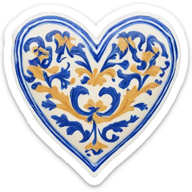 Heart with blue deruta pattern sticker