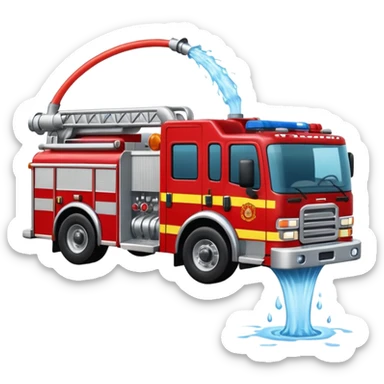 Fire truck throwing water forward  sticker