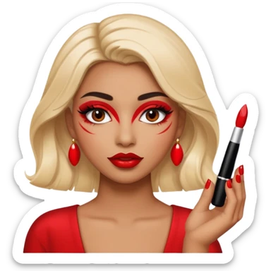 emoji of a makeup ish people with plump lips and mascara and nails sticker