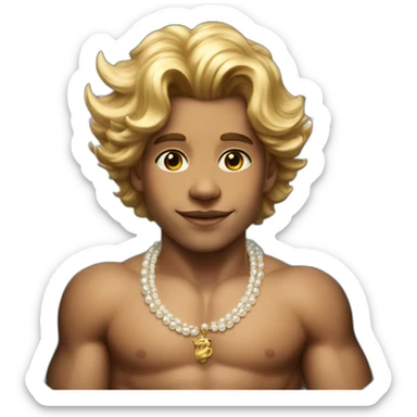 Posh-muscle-boy-with-unicorn-hair-and-pearl-necklace-in-golden-bathtub sticker