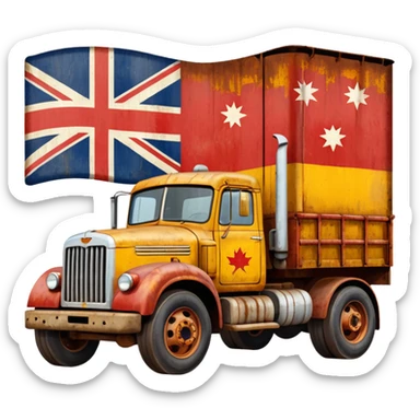 Old Mack truck with Australian flag decal sticker