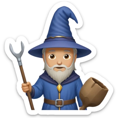 a wizard digging a hole sticker