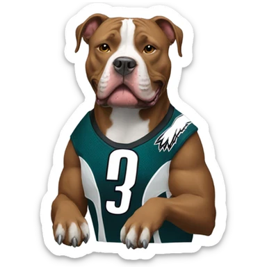 Pitbull dog with eagles jersey sticker
