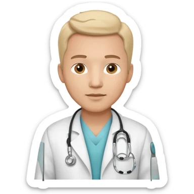 Cardiac sonographe male long white coat or scrubs sticker