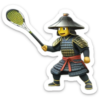 Samurai playing tennis in 1235 year sticker