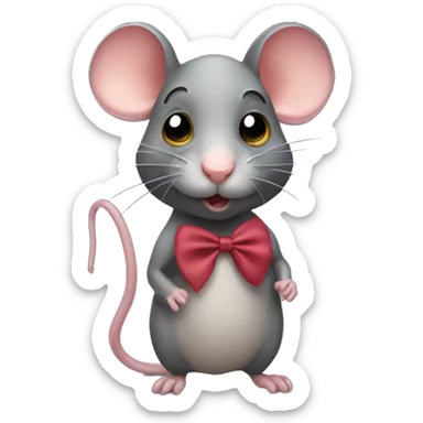 A rat with a bow on the head sticker