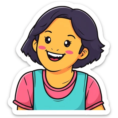 beautiful girl with bright smile laughing sticker
