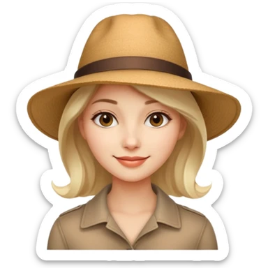 A realistic portrait of a woman wearing a stylish hat, soft shadows on her face, gentle smile, natural skin texture, cinematic lighting
 sticker
