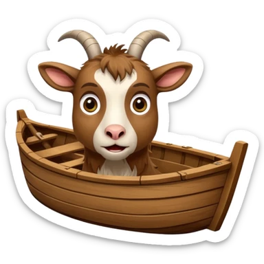 a frightened goat in a boat sticker