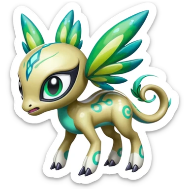 Colorful Shiny Edgy Cool Badass Painted Splashed Exotic Meloetta-Palkia-Virizion-Venom-Stitch-Fakémon-creature-hybrid sticker