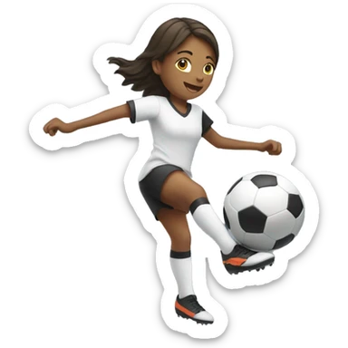 girl kicking a soccer ball in the air sticker