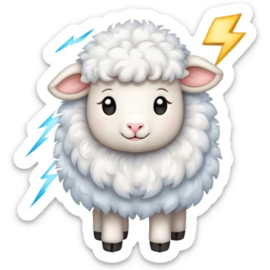 Little lamb with many lightning  sticker
