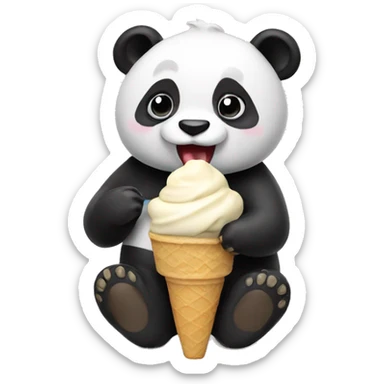Panda eating ice cream sticker