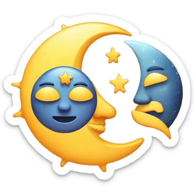 whimsical moon and sun sticker
