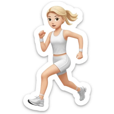 white girl in white athletic wear running sticker