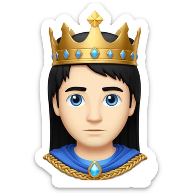 King Solomon with black hair, blue eyes sticker