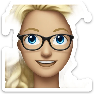 Realistic Female dj blue eyes blonde hair wearing glasses smiling  sticker