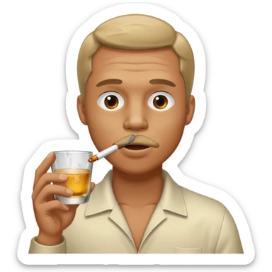 Man smoking from glass pong , the pong in his mouth (like this pong ⚗️) sticker