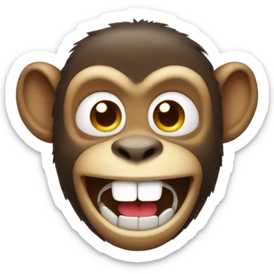 Apple Monkey emoji with cute buck teeth sticker