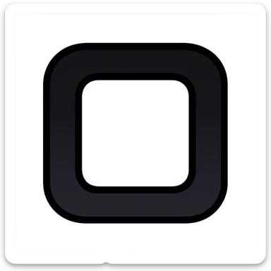icon of a square with rounded corners, white center, seamless ombre effect to black outside, no visible border, no text sticker