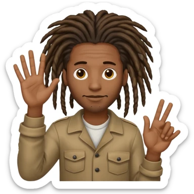 A Black man with dreads holding up 6 in his right hand and 7 in his left hand  sticker